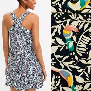 Loft Birds of Paradise Crisscross Swing Dress